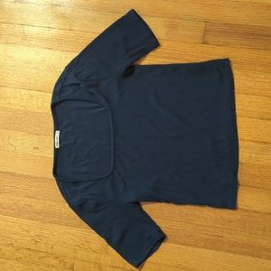 Marine Layer Lexi Square Neck Ribbed Top Navy Cropped